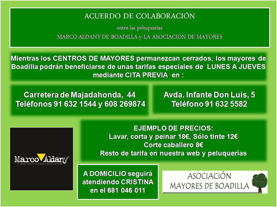 HASTA EL 31/03/2021 CONVENIO CON PELUQUER�A 