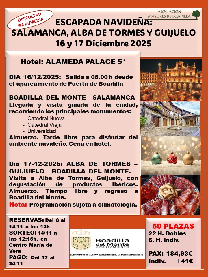 ESCAPADA NAVIDE�A A SALAMANCA:  16 y 17 DICIEMBRE 2025